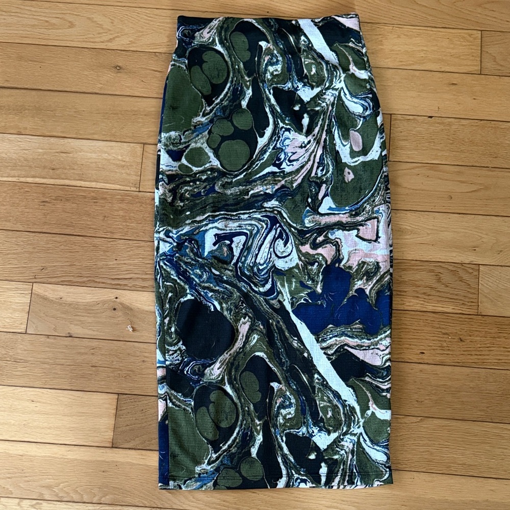 Rachel Comey Marble Print Pencil Skirt Womens XXS Green‎ Blue Pink White